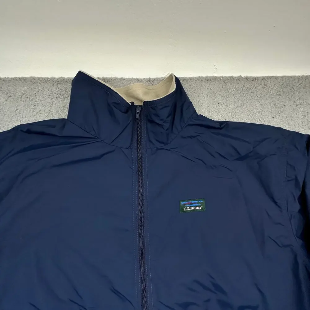 Vintage LL Bean Three Season Jacket Mens XXL Navy Lined Bomber Full Zip
